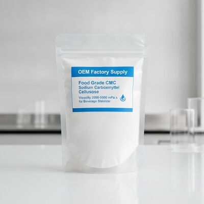 کیفیت OEM عرضه کارخانه مواد غذایی درجه CMC سدیم Carboxymethyl سلولز لزگی 2000-5000 mPa.s برای ثبات دهنده نوشیدنی کارخانه